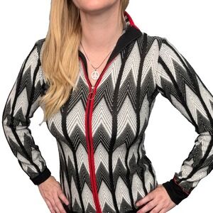 Icelandic Design Zip Up Cardigan Sweater Cozy Geometric Womens Small Scandi Warm